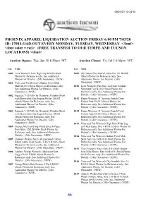 Phoenix Apparel Liquidation Auction Friday