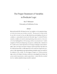 The Proper Treatment of Variables in Predicate Logic