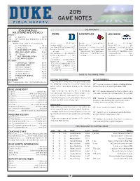 2015 Game Notes