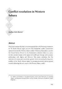 Conflict Resolution in Western Sahara