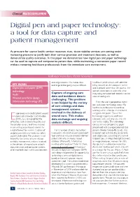 Digital Pen and Paper Technology: a Tool for Data Capture and Patient Management