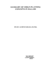 Glossary of Urban Planning Concepts in Malawi
