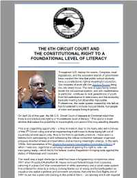 The 6Th Circuit Court and the Constitutional Right to a Foundational Level of Literacy