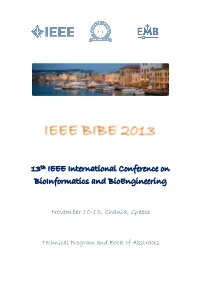 13Th IEEE International Conference on Bioinformatics and Bioengineering