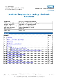 Antibiotic Prophylaxis in Urology - Antibiotic Guidelines