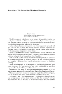 Appendix A: the Present-Day Meaning of Geometry