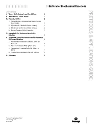 Buffers for Biochemical Reactions Protocols and Applications Guide