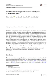 Can SMART Training Really Increase Intelligence? a Replication Study