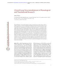 Closed-Loop Neuromodulation in Physiological and Translational Research