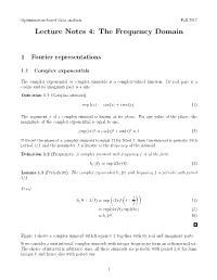 Lecture Notes 4: the Frequency Domain