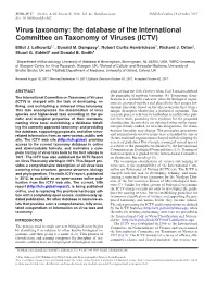 The Database of the International Committee on Taxonomy of Viruses (ICTV) Elliot J