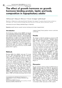 The Effect of Growth Hormone on Growth Hormone Binding