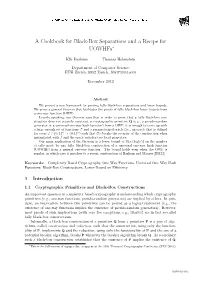A Cookbook for Black-Box Separations and a Recipe for Uowhfs∗