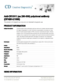 Anti-OR10V1 (Aa 280-309) Polyclonal Antibody (DPABH-21566) This Product Is for Research Use Only and Is Not Intended for Diagnostic Use
