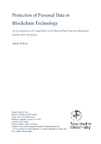 Protection of Personal Data in Blockchain Technology