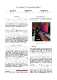 Studio Report: Yale Open Music Initiative