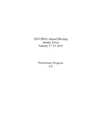 2019 SPSA Preliminary Program
