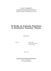 A Study on Concave Functions in Geometric Function Theory