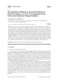 Acceptability of Robots to Assist the Elderly by Future Designers: a Case of Guangdong Ocean University Industrial Design Students