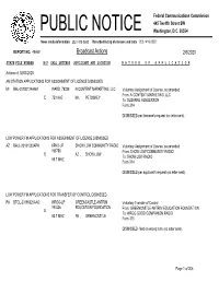 Broadcast Actions 2/6/2020