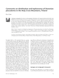 Comments on Distribution and Taphonomy of Devonian Placoderms in the Holy Cross Mountains, Poland