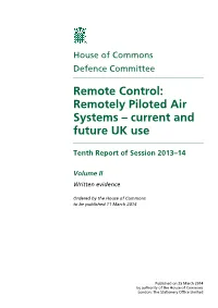 Remotely Piloted Air Systems – Current and Future UK Use