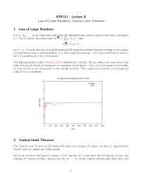 STA111 - Lecture 8 Law of Large Numbers, Central Limit Theorem