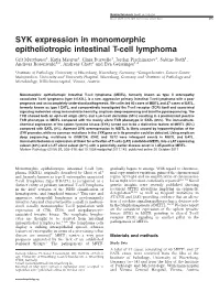 SYK Expression in Monomorphic Epitheliotropic Intestinal T-Cell