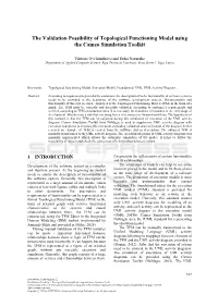 The Validation Possibility of Topological Functioning Model Using the Cameo Simulation Toolkit