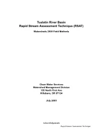 Tualatin River Basin Rapid Stream Assessment Technique (RSAT)