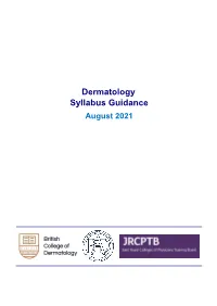 Dermatology Syllabus Guidance August 2021