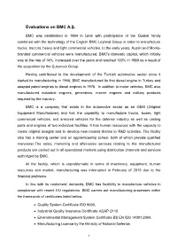 Evaluations on BMC A.Ş