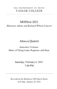Modfest 2021 Attacca Quartet