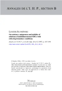 On Existence, Uniqueness and Stability of Solutions of Multidimensional SDE’S with Reﬂecting Boundary Conditions Annales De L’I