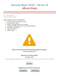 Security Now! #523 - 09-01-15 Ublock Origin