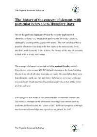 The History of the Concept of Element, with Particular Reference to Humphry Davy