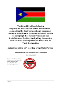 The Republic of South Sudan Request for an Extension of the Deadline For