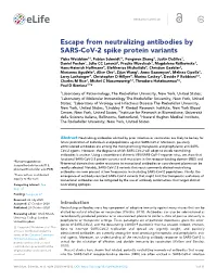 Escape from Neutralizing Antibodies by SARS-Cov-2 Spike Protein Variants