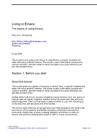 Living in Emacs the Basics of Using Emacs
