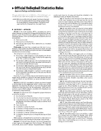 Official Volleyball Statistics Rules Approved Rulings and Interpretations