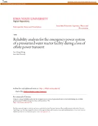Reliability Analysis for the Emergency Power System of a Pressurized