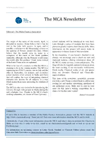 The MCA Newsletter