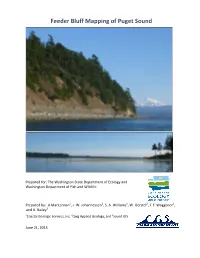 Feeder Bluff Mapping of Puget Sound, Coastal Geologic Services
