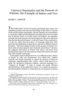 Literary Onomastics and the Descent of Nations: the Example of Isidore