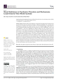 Mood Stabilizers in Psychiatric Disorders and Mechanisms Learnt from in Vitro Model Systems
