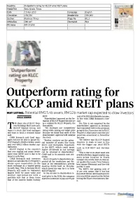 Outperform Rating for KLCCP Amid REIT Plans