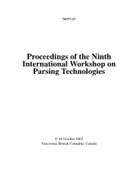 Proceedings of the Ninth International Workshop on Parsing Technologies