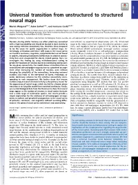 Universal Transition from Unstructured to Structured Neural Maps