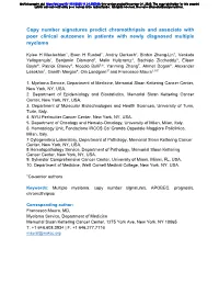 Copy Number Signatures Predict Chromothripsis and Associate with Poor Clinical Outcomes in Patients with Newly Diagnosed Multiple Myeloma