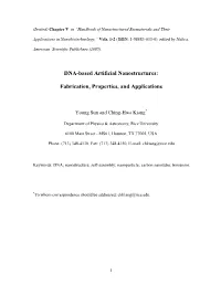 DNA-Based Artificial Nanostructures: Fabrication, Properties And